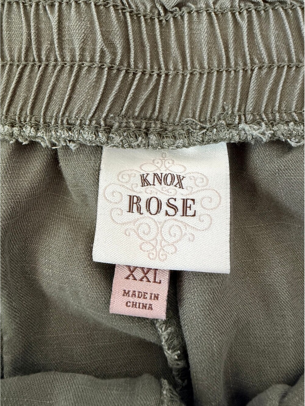 Knox Rose Olive Green Lyocell Wide Leg Pants XXL Boho Drawstring Pull On Casual - Picture 5 of 7